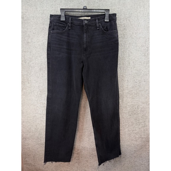 Hudson Denim - Hudson Remi Women's‎ Size 32 High Rise Straight Leg Jeans Black Raw Hem Stretch